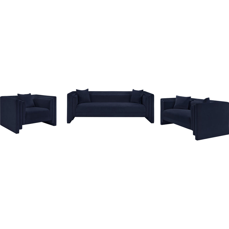 Meridian Everett Navy Chenille Fabric Loveseat IMAGE 9