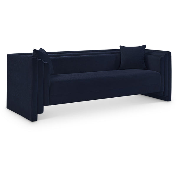 Meridian Everett Navy Chenille Fabric Sofa IMAGE 1