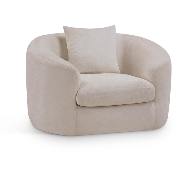 Meridian Penelope Beige Chenille Fabric Chair IMAGE 1