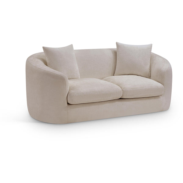 Meridian Penelope Beige Chenille Fabric Loveseat IMAGE 1
