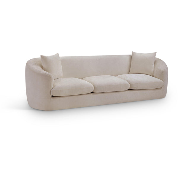 Meridian Penelope Beige Chenille Fabric Sofa IMAGE 1