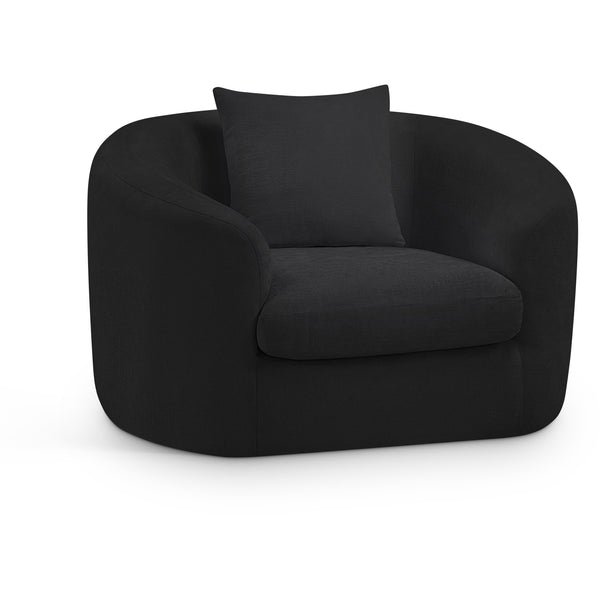 Meridian Penelope Black Chenille Fabric Chair IMAGE 1