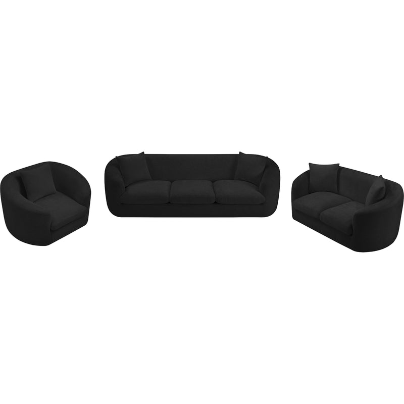 Meridian Penelope Black Chenille Fabric Loveseat IMAGE 12