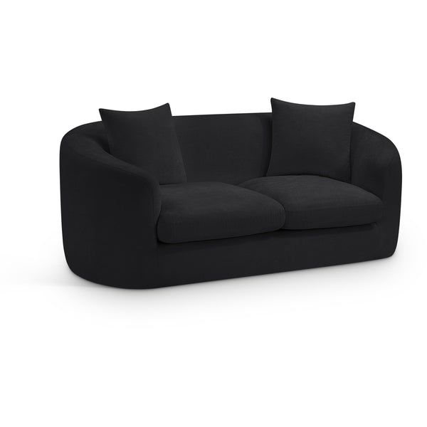 Meridian Penelope Black Chenille Fabric Loveseat IMAGE 1