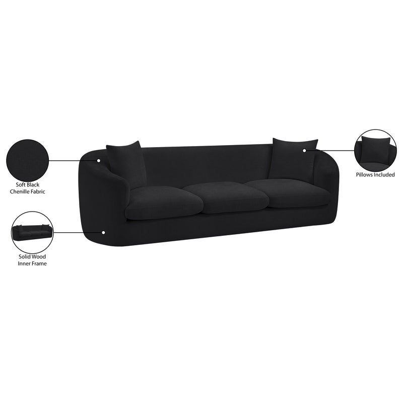 Meridian Penelope Black Chenille Fabric Sofa IMAGE 15