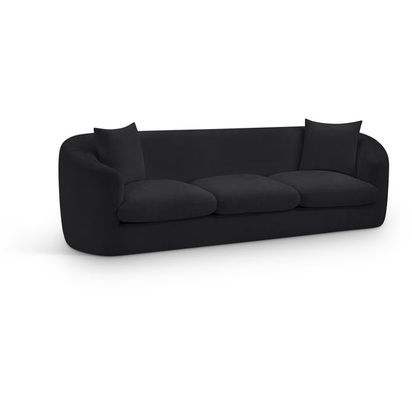 Meridian Penelope Black Chenille Fabric Sofa IMAGE 1