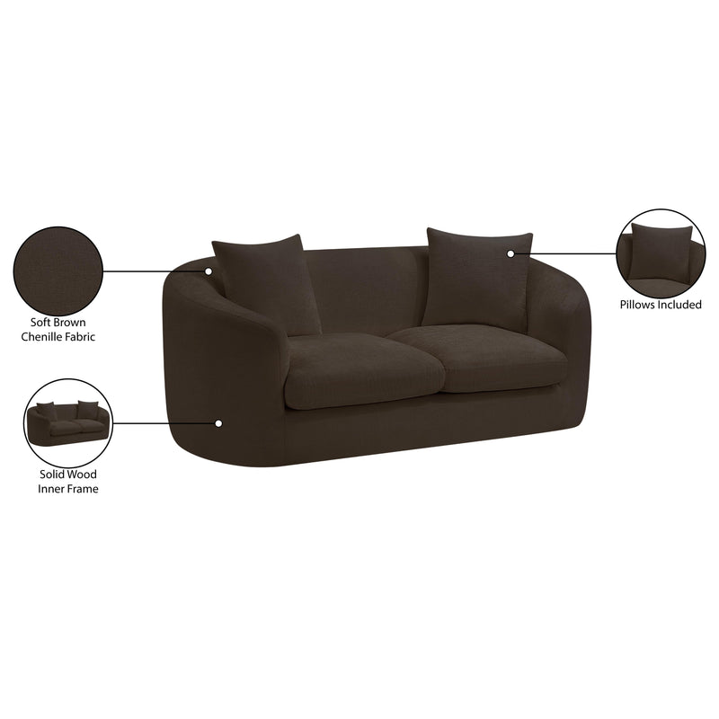 Meridian Penelope Brown Chenille Fabric Loveseat IMAGE 15
