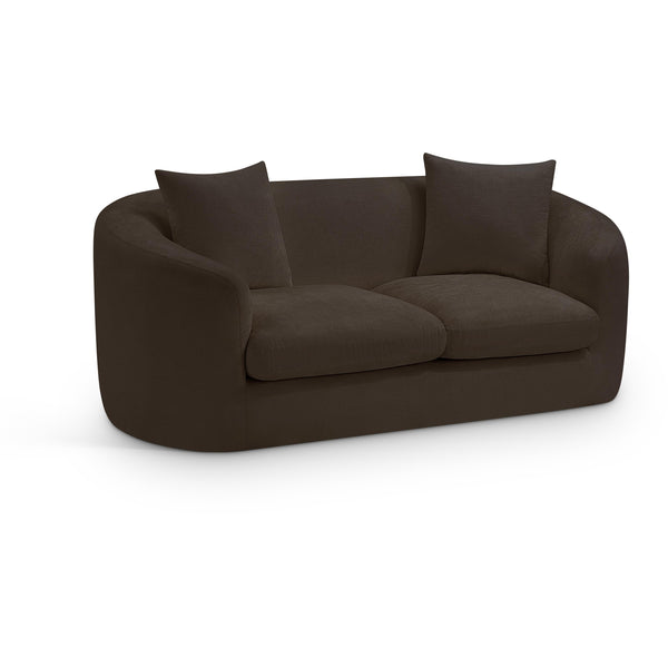 Meridian Penelope Brown Chenille Fabric Loveseat IMAGE 1