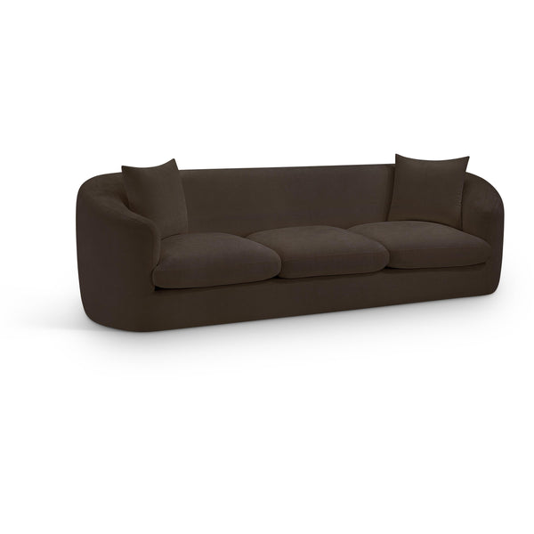 Meridian Penelope Brown Chenille Fabric Sofa IMAGE 1
