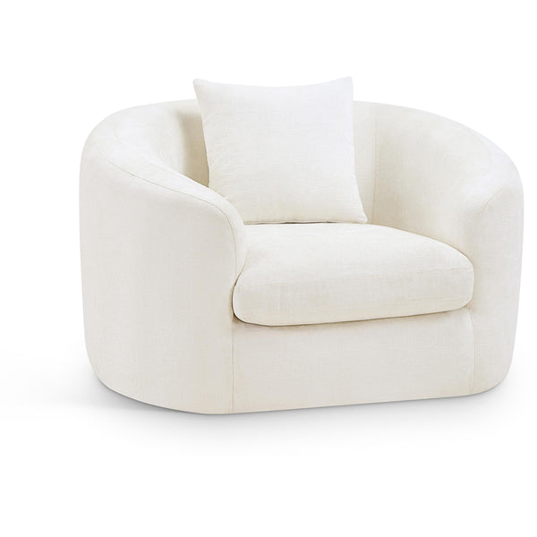 Meridian Penelope Cream Chenille Fabric Chair IMAGE 1