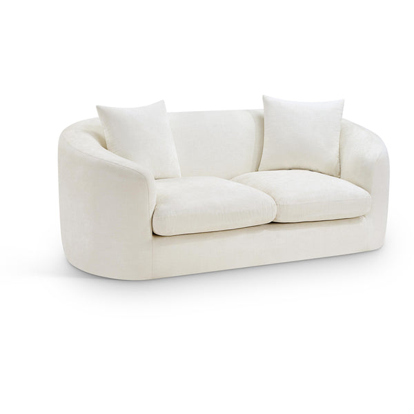 Meridian Penelope Cream Chenille Fabric Loveseat IMAGE 1