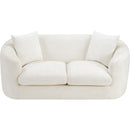 Meridian Penelope Cream Chenille Fabric Loveseat IMAGE 6