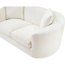 Meridian Penelope Cream Chenille Fabric Loveseat IMAGE 9