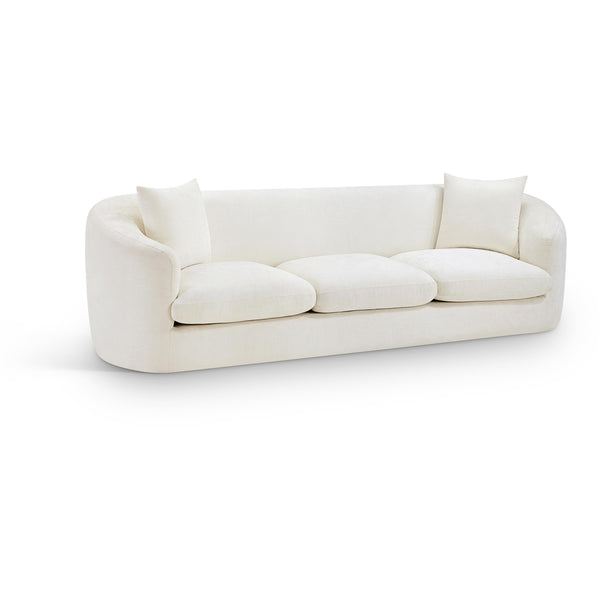 Meridian Penelope Cream Chenille Fabric Sofa IMAGE 1