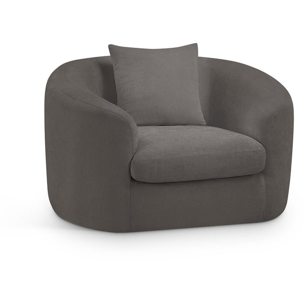 Meridian Penelope Grey Chenille Fabric Chair IMAGE 1