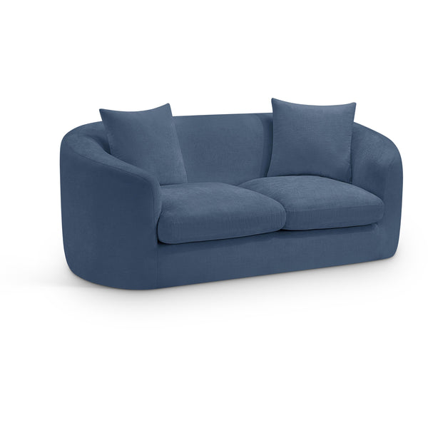 Meridian Penelope Light Blue Chenille Fabric Loveseat IMAGE 1