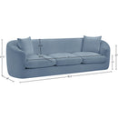  Meridian Penelope 92.5" Light Blue Chenille Fabric Upholstered Sofa IMAGE 19