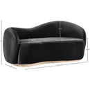  Meridian Gustavo 72.5" Black Velvet Upholstered Loveseat IMAGE 7