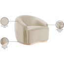  Meridian Gustavo Cream Velvet Upholstered Chair IMAGE 8