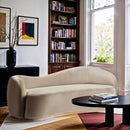  Meridian Gustavo 92.5" Cream Velvet Upholstered Sofa IMAGE 2