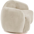  Meridian Gustavo 92.5" Cream Velvet Upholstered Sofa IMAGE 3