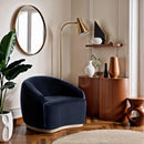  Meridian Gustavo Navy Velvet Upholstered Chair IMAGE 2