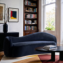  Meridian Gustavo 92.5" Navy Velvet Upholstered Sofa IMAGE 2