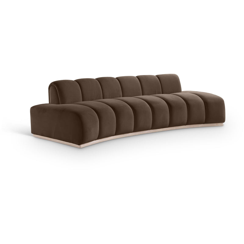 Meridian Jace Brown Velvet Sofa IMAGE 1