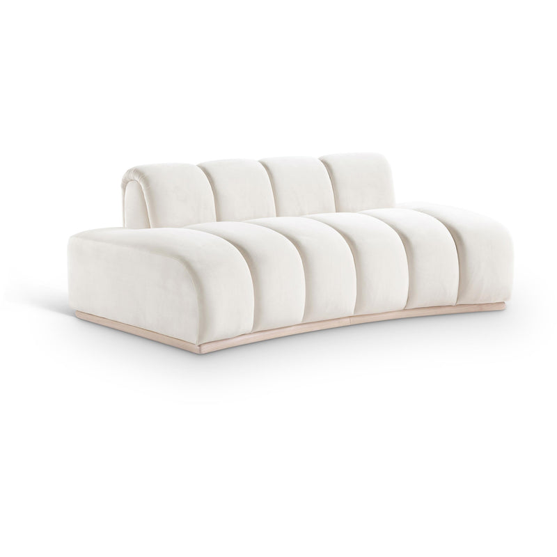 Meridian Jace Cream Velvet Loveseat IMAGE 1