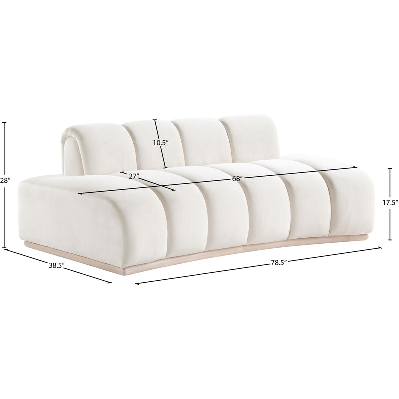 Meridian Jace Cream Velvet Loveseat IMAGE 7