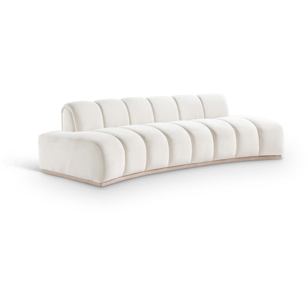Meridian Jace Cream Velvet Sofa IMAGE 1