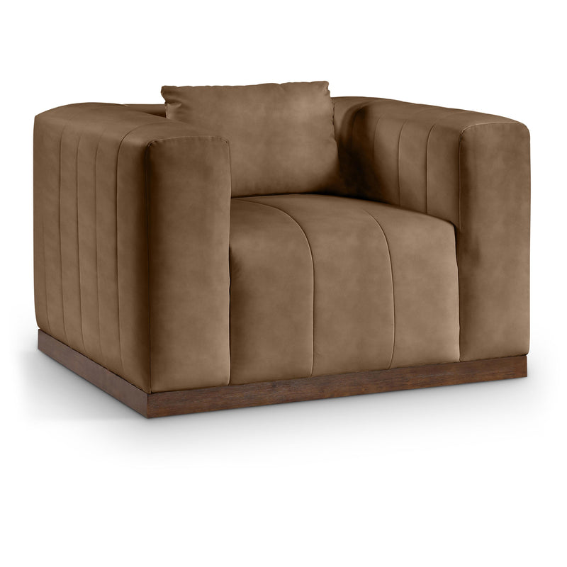 Meridian Mallina Brown Vegan Leather Chair IMAGE 1