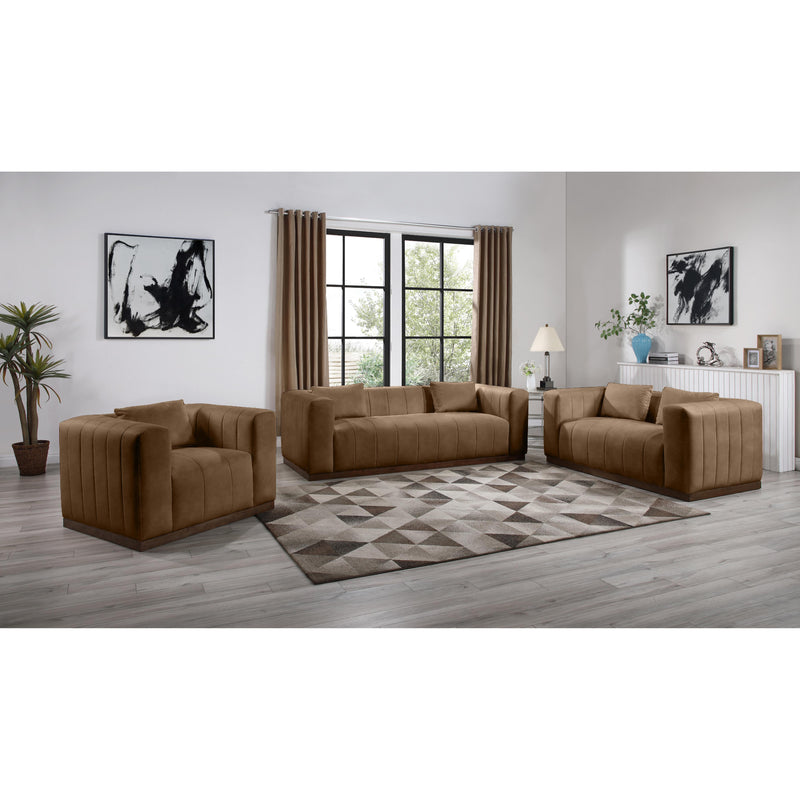 Meridian Mallina Brown Vegan Leather Loveseat IMAGE 9