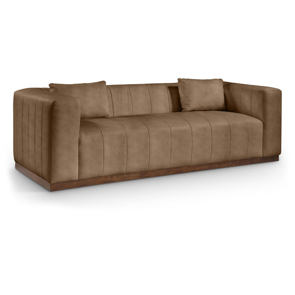 Meridian Mallina Brown Vegan Leather Sofa IMAGE 1