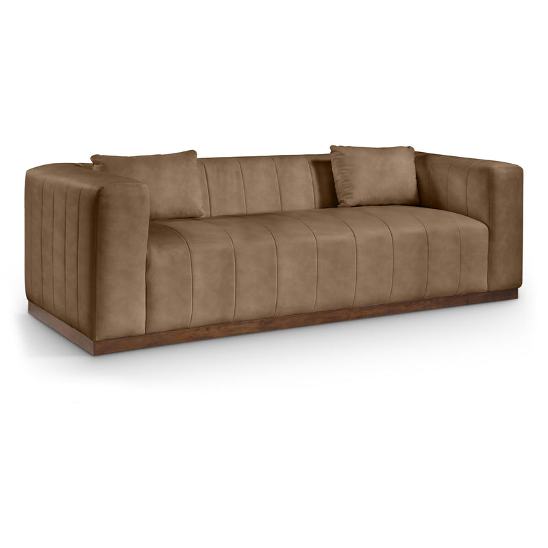 Meridian Mallina Brown Vegan Leather Sofa IMAGE 1
