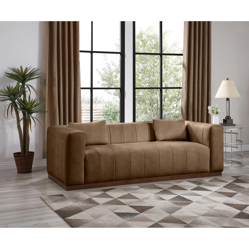 Meridian Mallina Brown Vegan Leather Sofa IMAGE 2