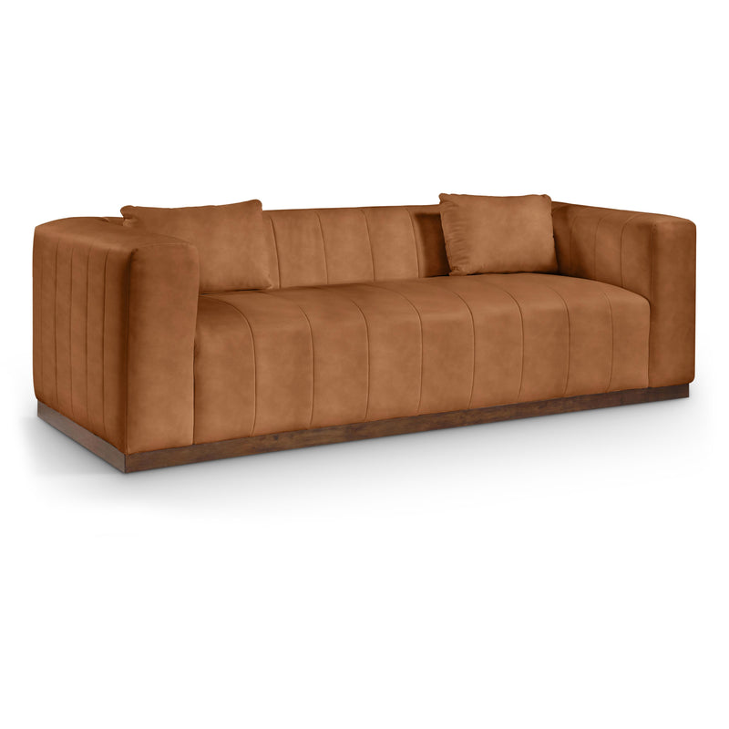 Meridian Mallina Cognac Vegan Leather Sofa IMAGE 1