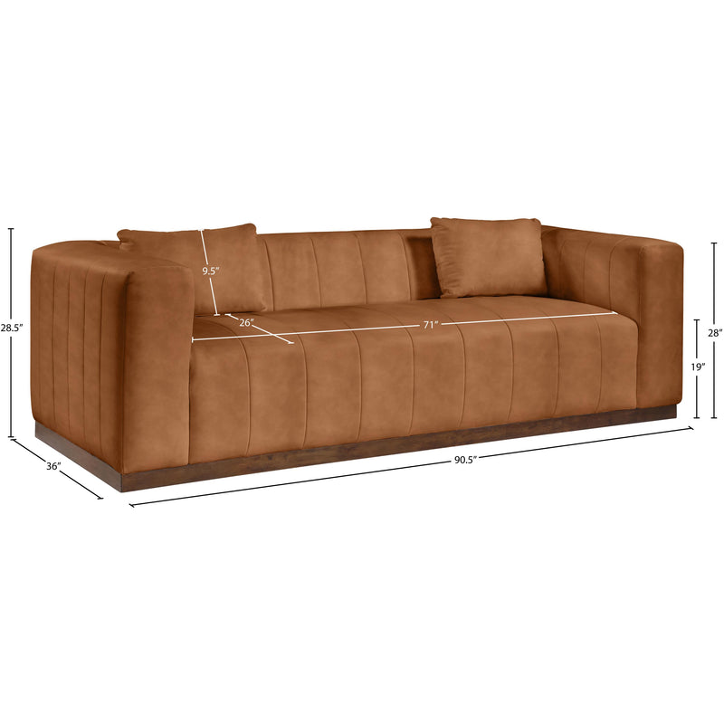 Meridian Mallina Cognac Vegan Leather Sofa IMAGE 7