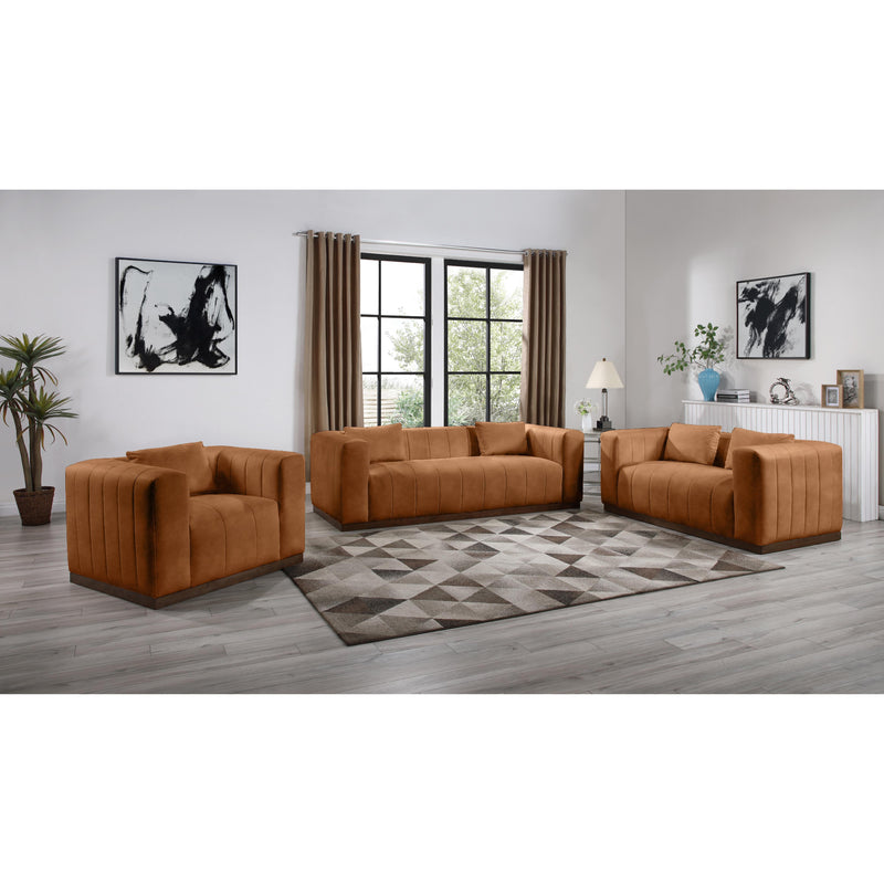 Meridian Mallina Cognac Vegan Leather Sofa IMAGE 9