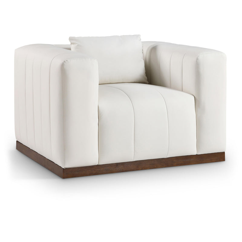Meridian Mallina Cream Vegan Leather Chair IMAGE 1