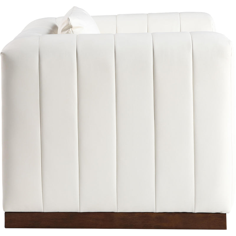 Meridian Mallina Cream Vegan Leather Chair IMAGE 4