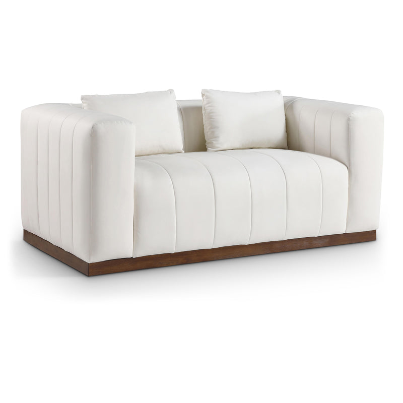 Meridian Mallina Cream Vegan Leather Loveseat IMAGE 1