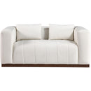 Meridian Mallina Cream Vegan Leather Loveseat IMAGE 3