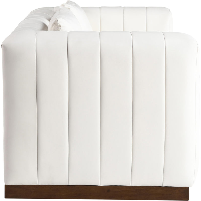 Meridian Mallina Cream Vegan Leather Loveseat IMAGE 4