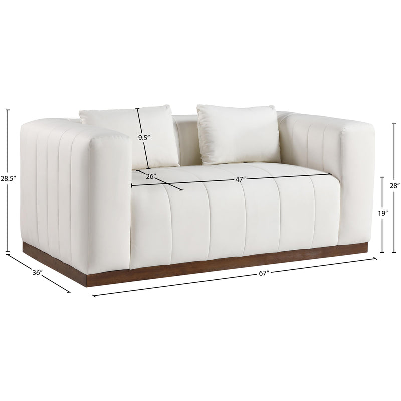 Meridian Mallina Cream Vegan Leather Loveseat IMAGE 7