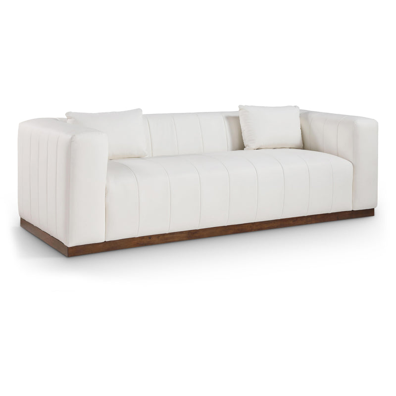 Meridian Mallina Cream Vegan Leather Sofa IMAGE 1