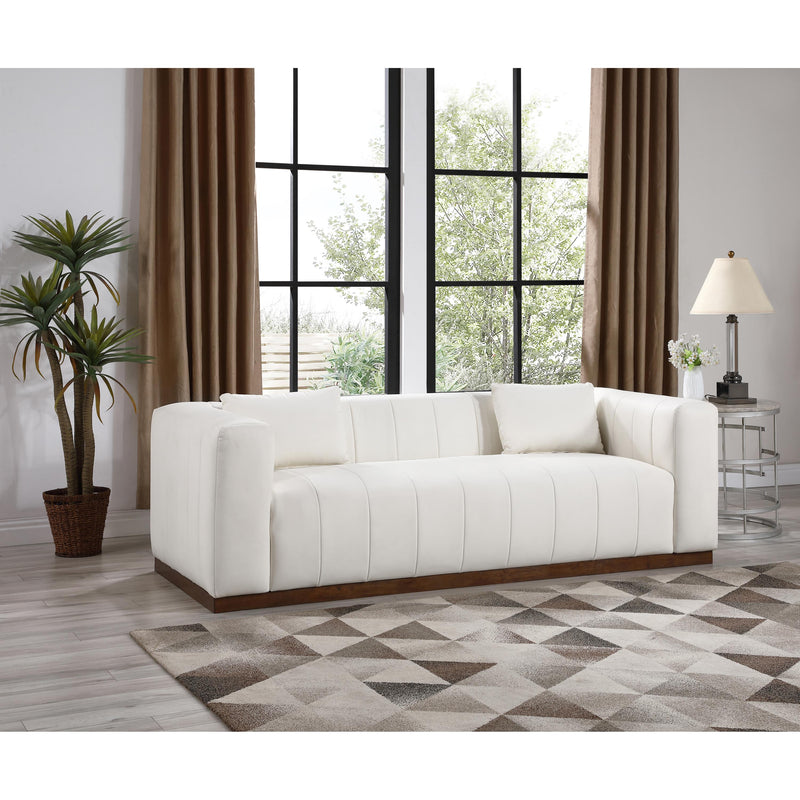 Meridian Mallina Cream Vegan Leather Sofa IMAGE 2