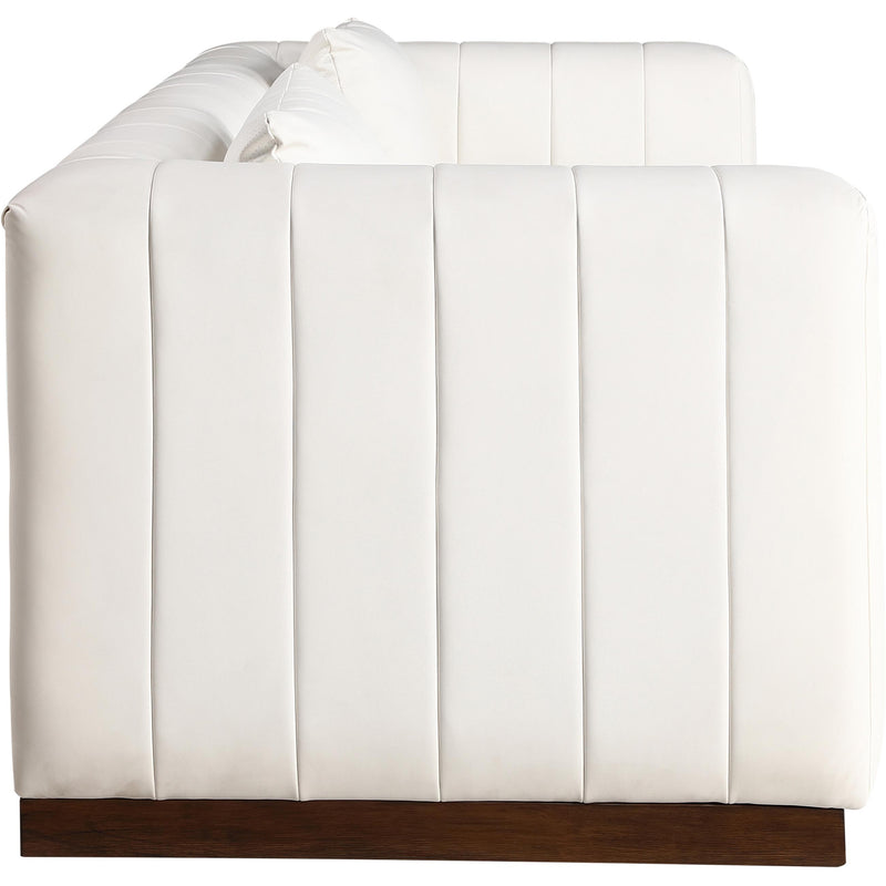 Meridian Mallina Cream Vegan Leather Sofa IMAGE 4