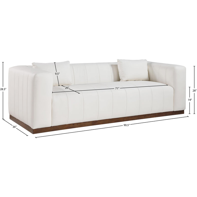 Meridian Mallina Cream Vegan Leather Sofa IMAGE 7