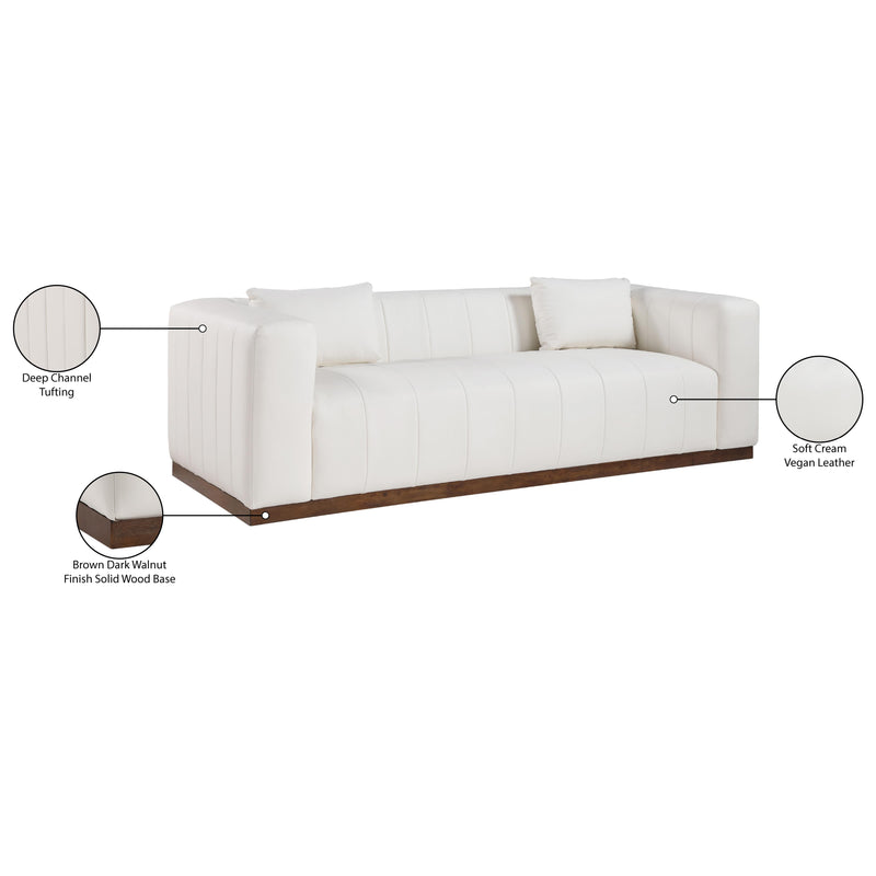 Meridian Mallina Cream Vegan Leather Sofa IMAGE 8